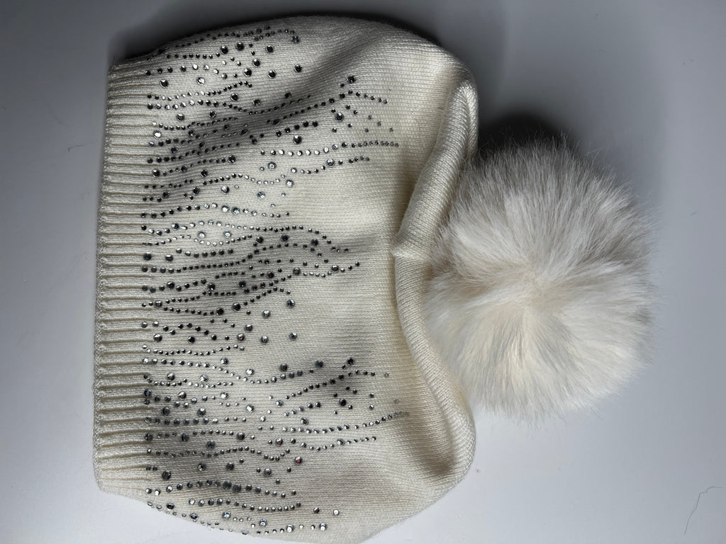 Luxury knitted sparkle pom pom hat SALE