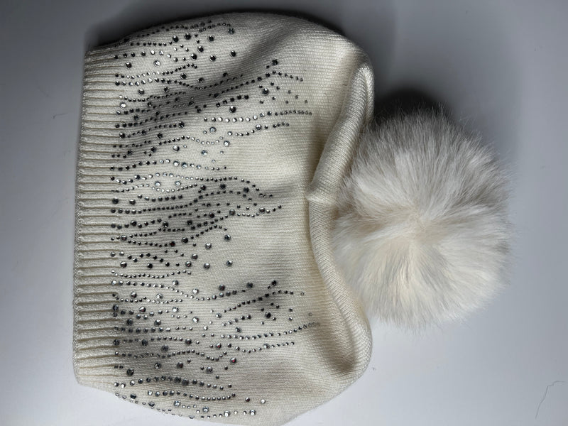 Luxury knitted sparkle pom pom hat