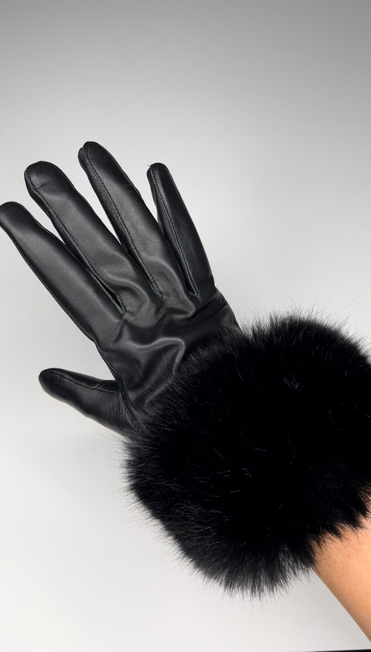 Luxury Leather Faux Fur Gloves - SALE