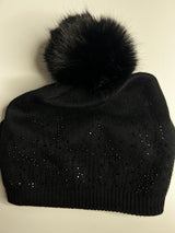 Luxury knitted sparkle pom pom hat