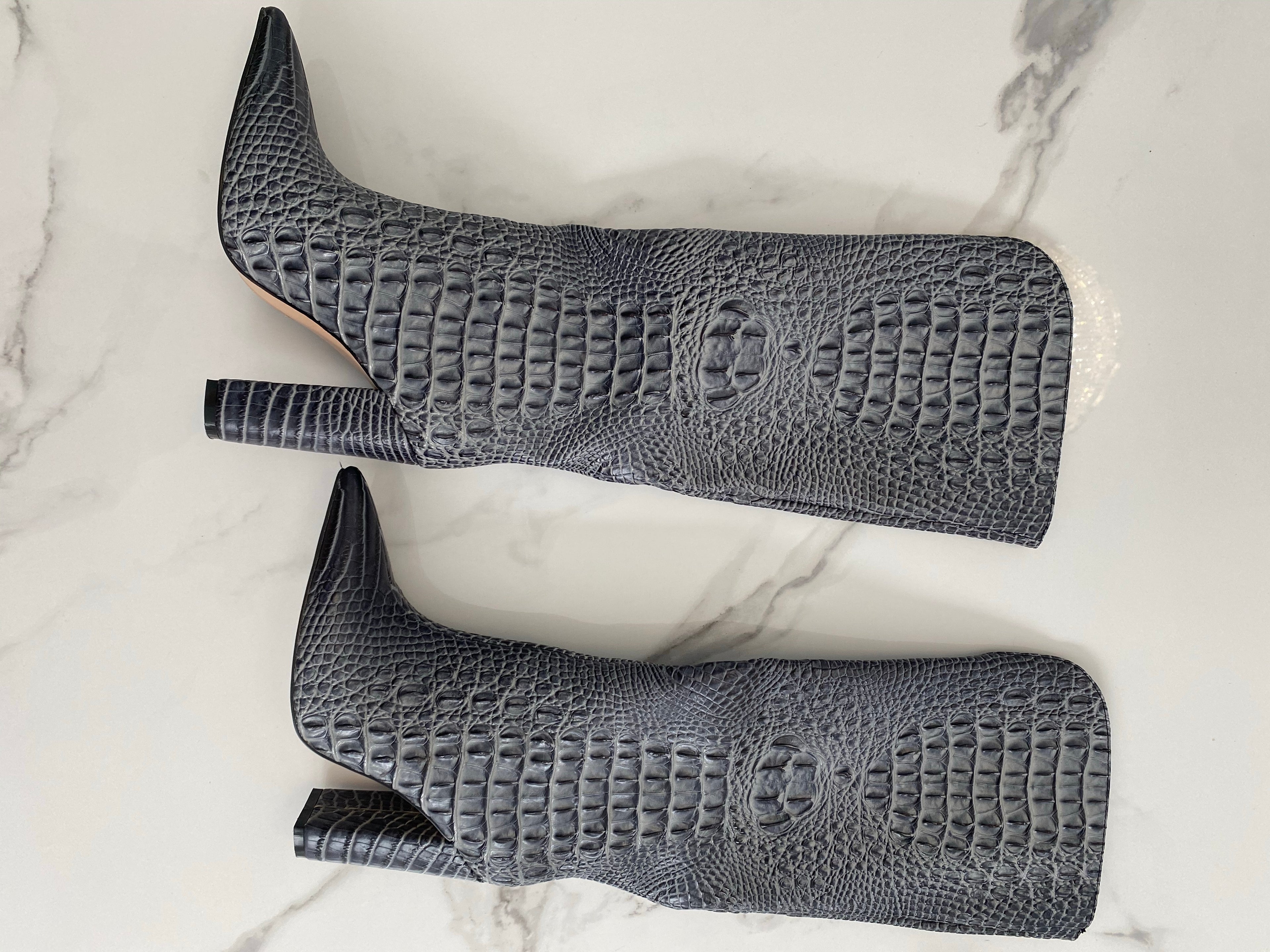 NEW IN Monaveen DALLAS Vegan crocodile leather Boot - OFF BEIGE/WHITE