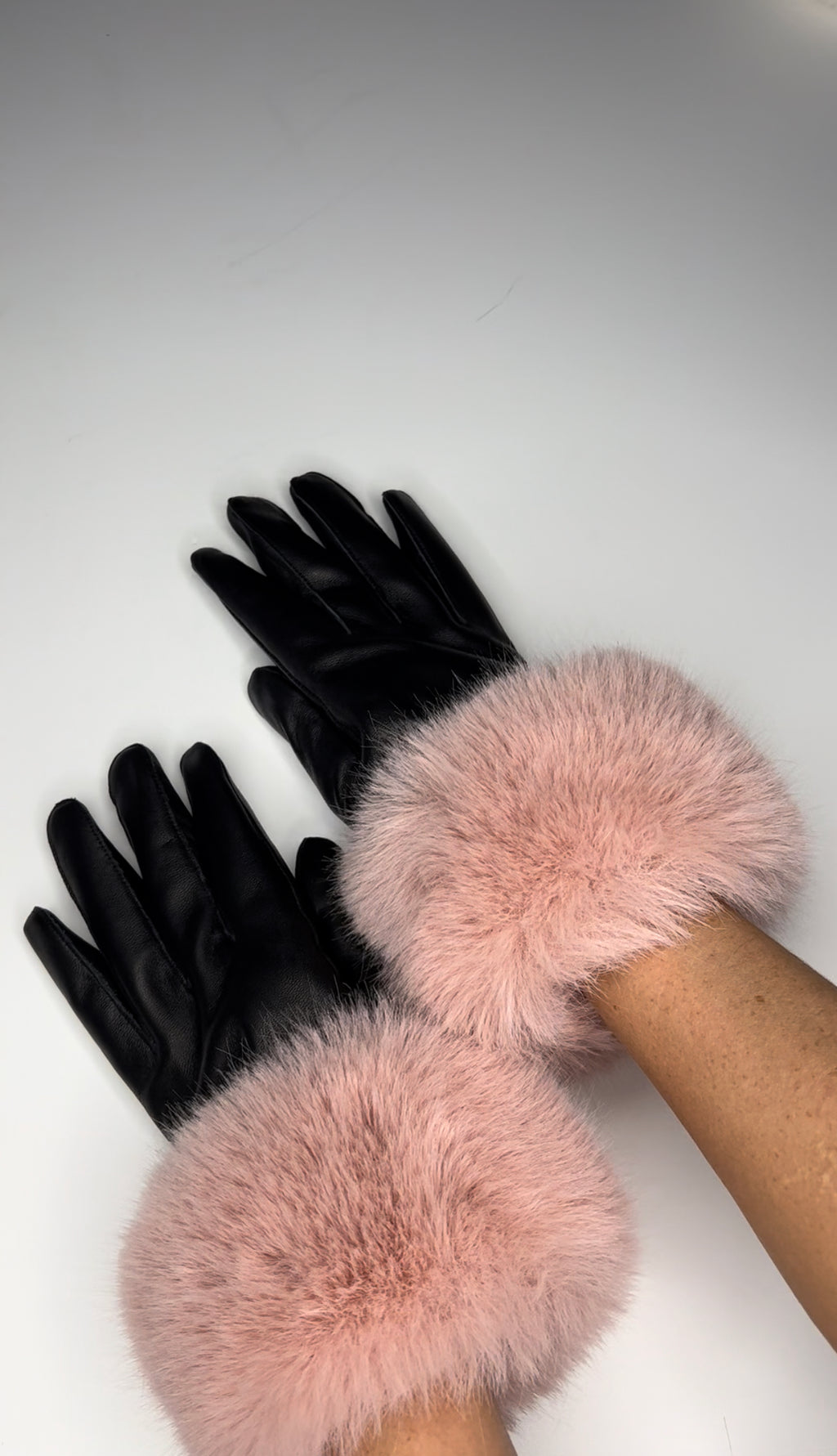 Luxury Leather Faux Fur Gloves - SALE