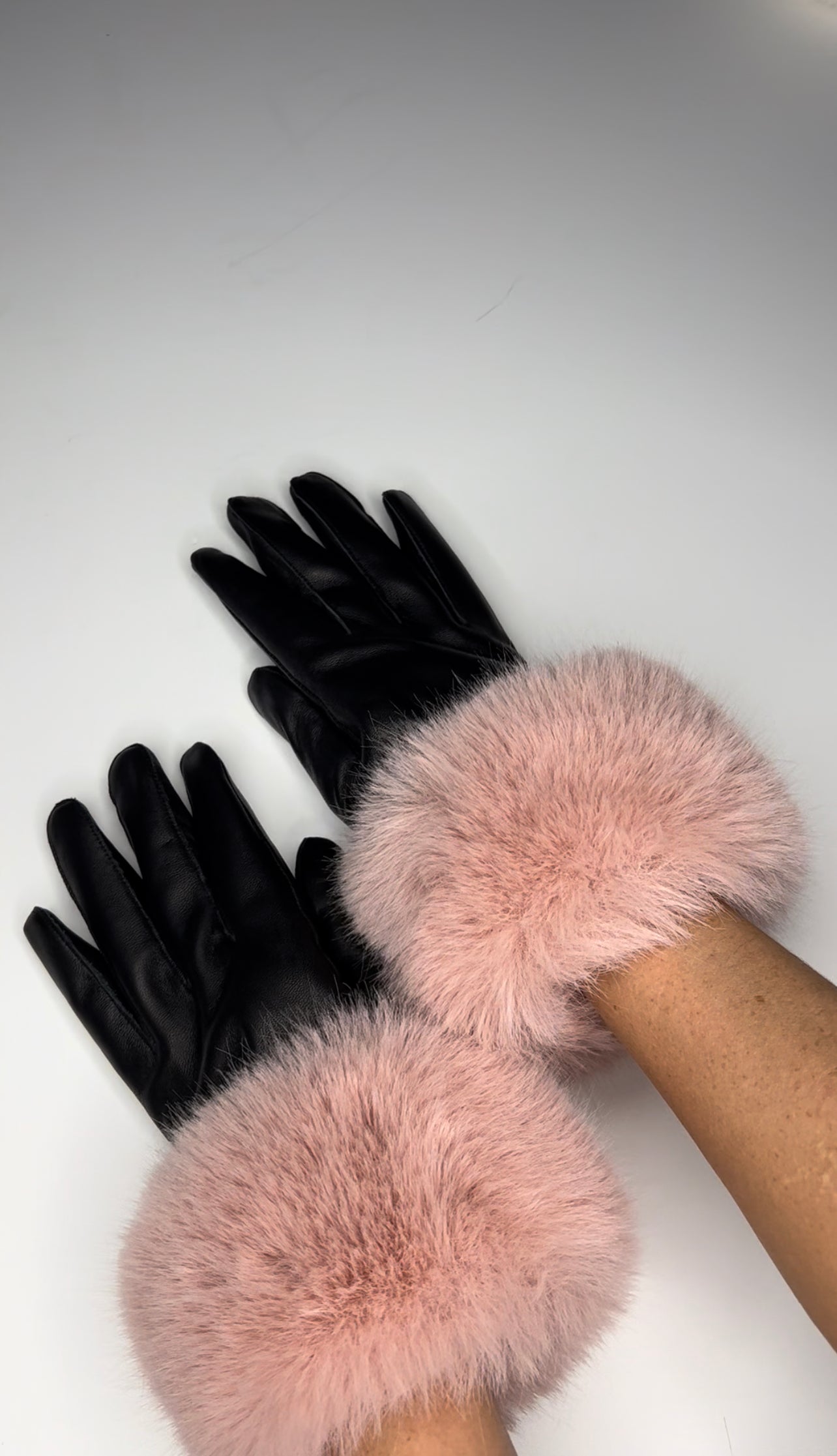 Luxury Leather Faux Fur Gloves - SALE