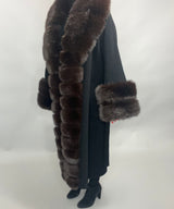 Scarlett Cashmere Coat BLACK/BROWN Faux Fur