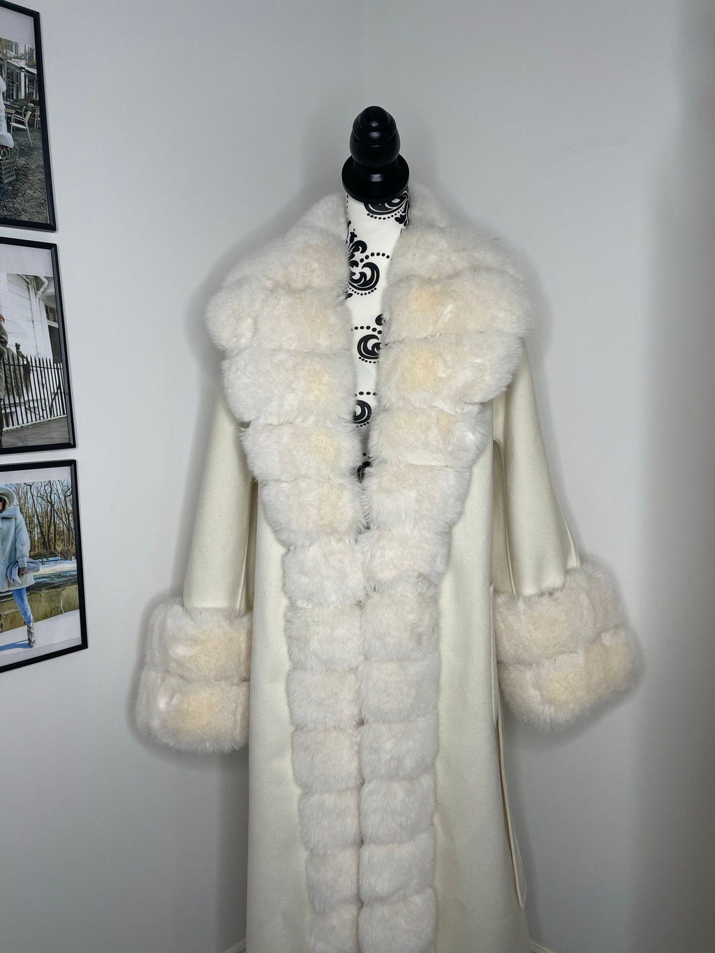 Scarlett Cashmere Coat WHITE/CREAM Faux Fur - SALE