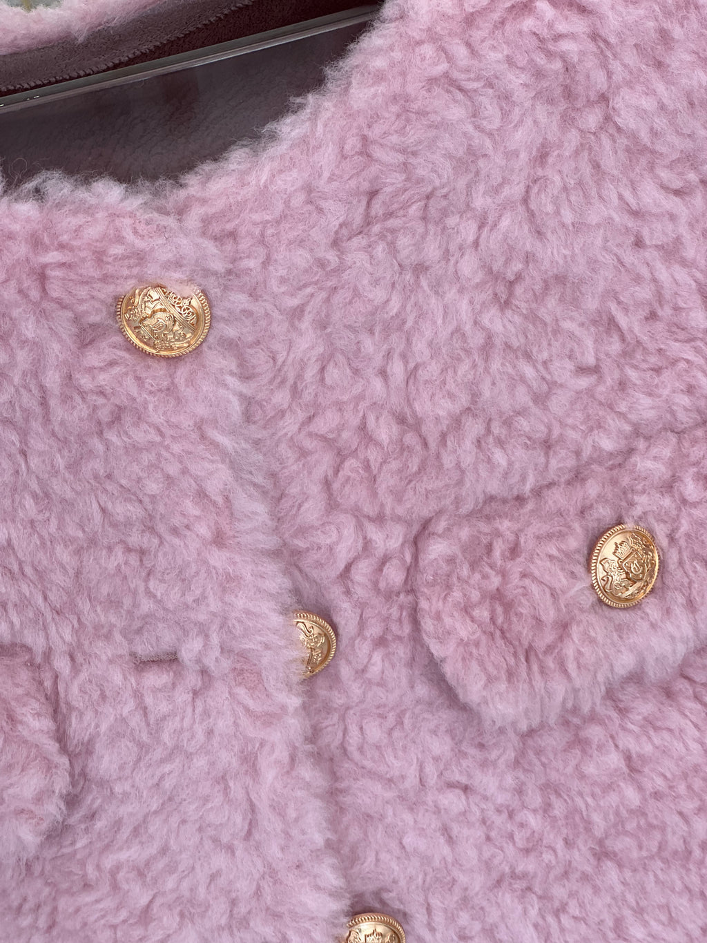 Goldie sheepskin teddy wool Jacket BLUSH PINK - SALE