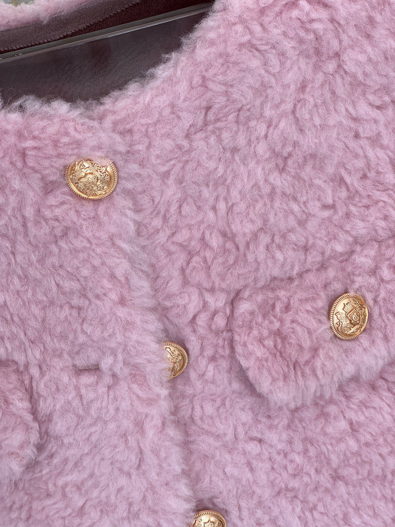 Goldie sheepskin teddy wool Jacket BLUSH PINK
