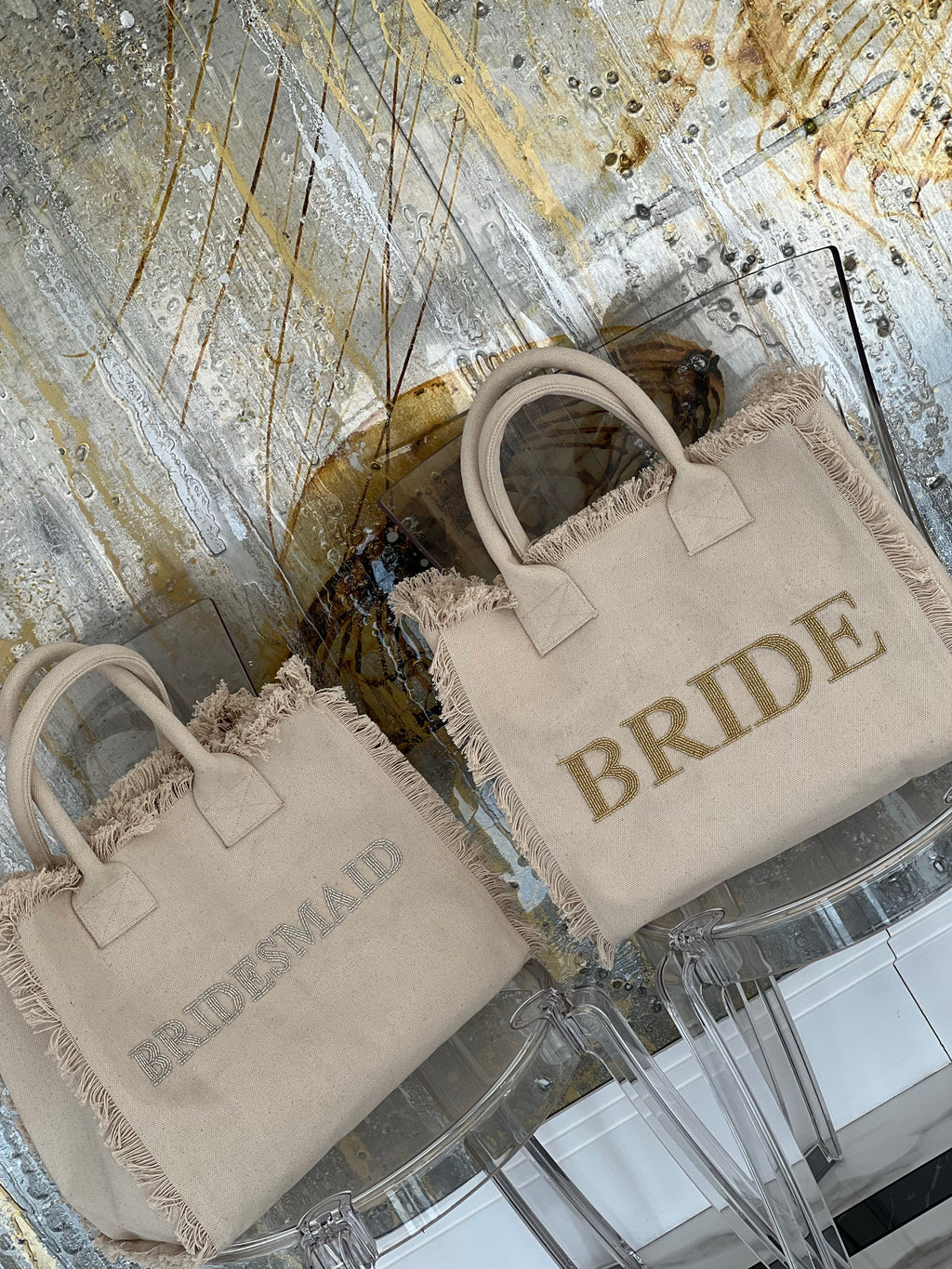 FRINGE TOTE BAG - MONOGRAM