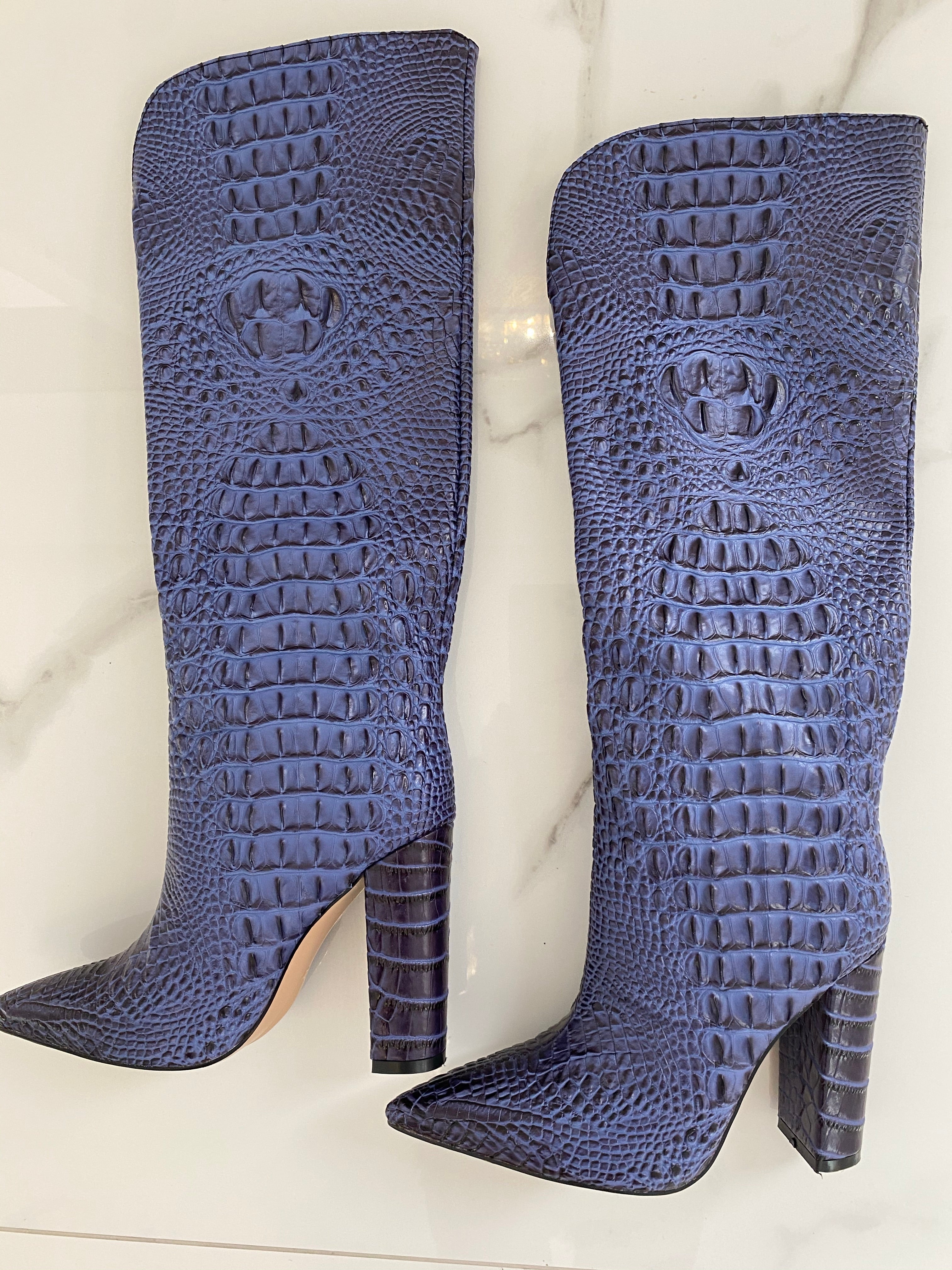 NEW IN Monaveen DALLAS Vegan crocodile leather Boot - BROWN