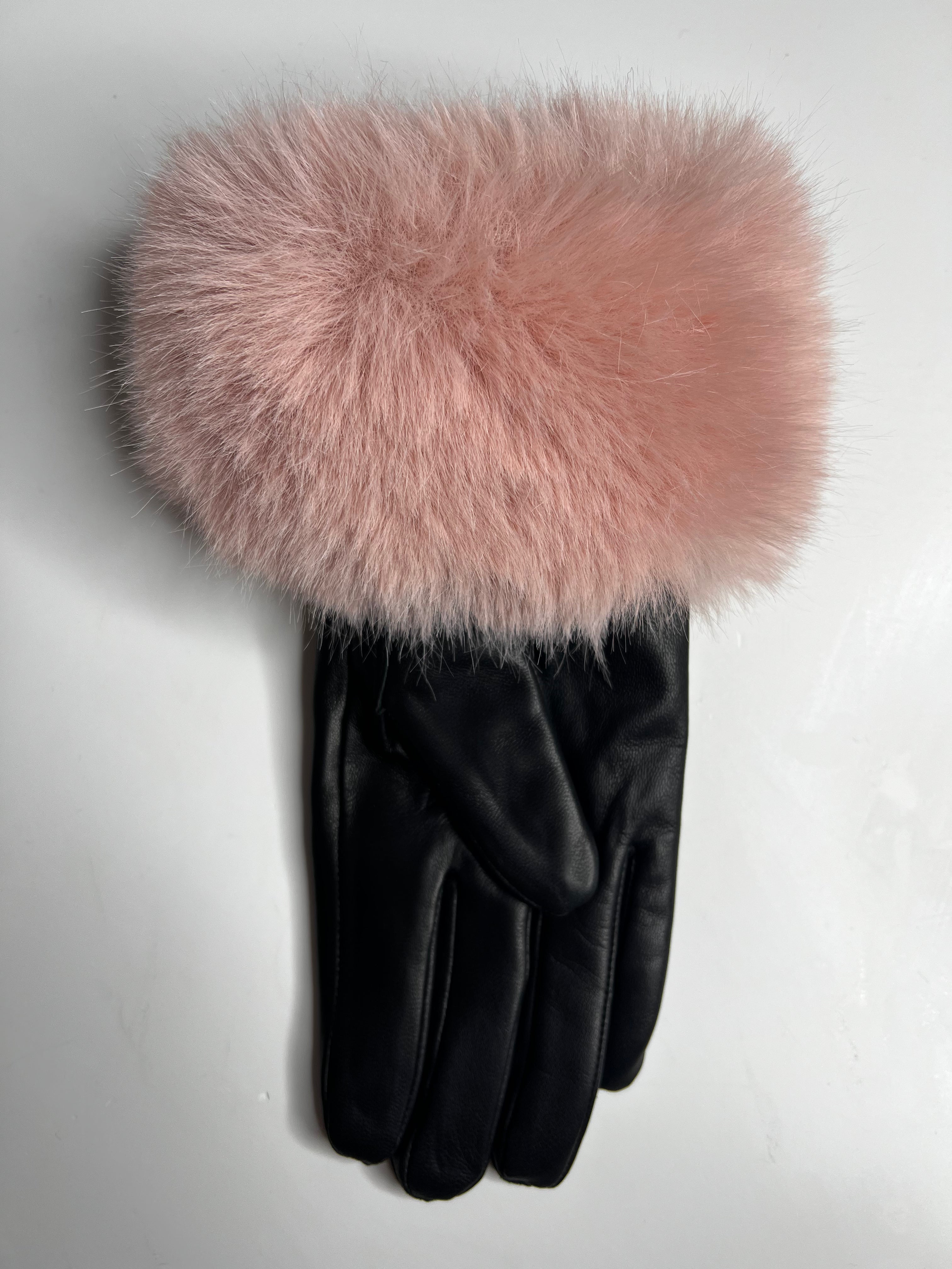 Luxury Leather Faux Fur Gloves - SALE