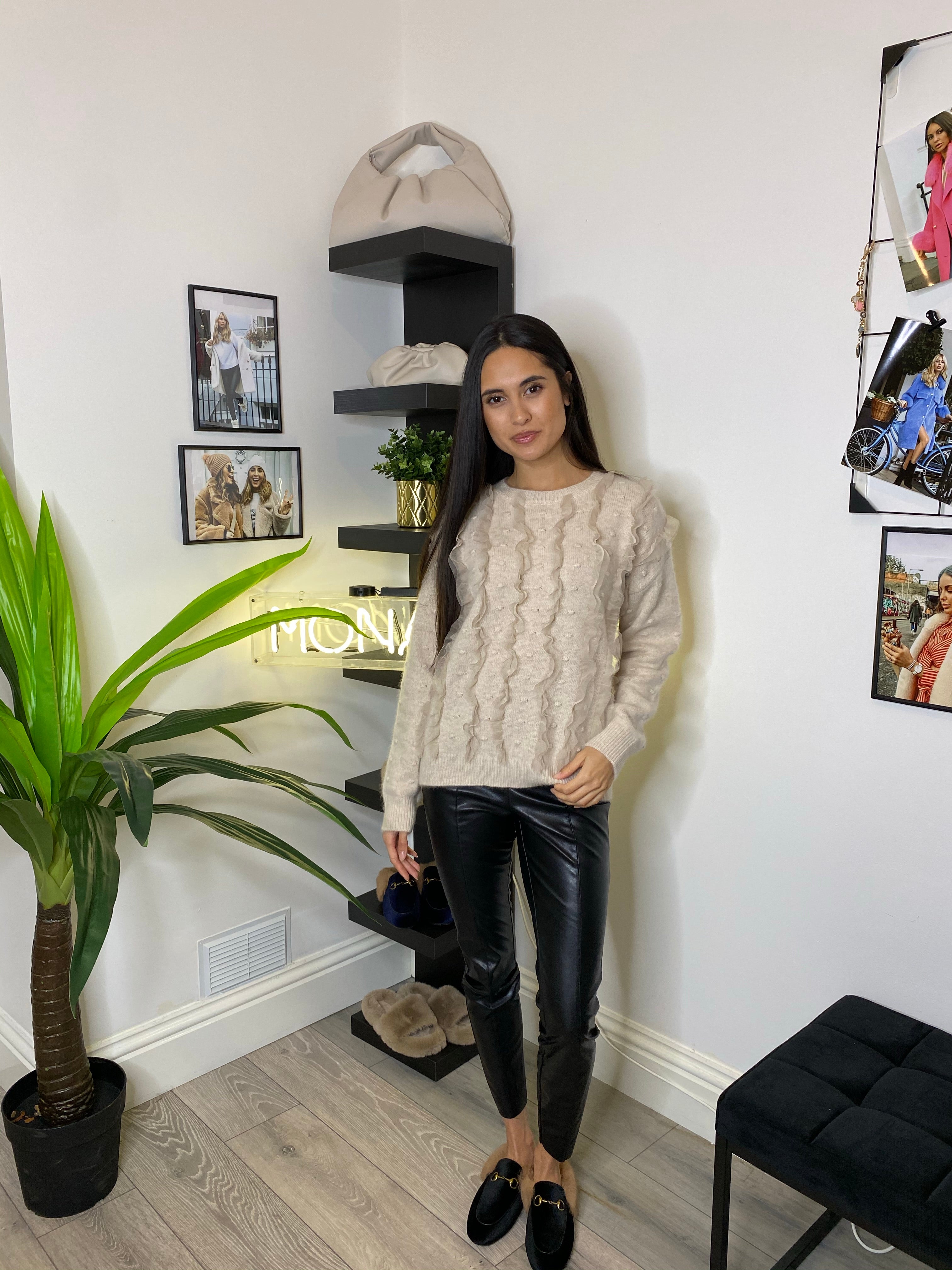 NEW IN Monaveen Frill Knitted Jumper OAT