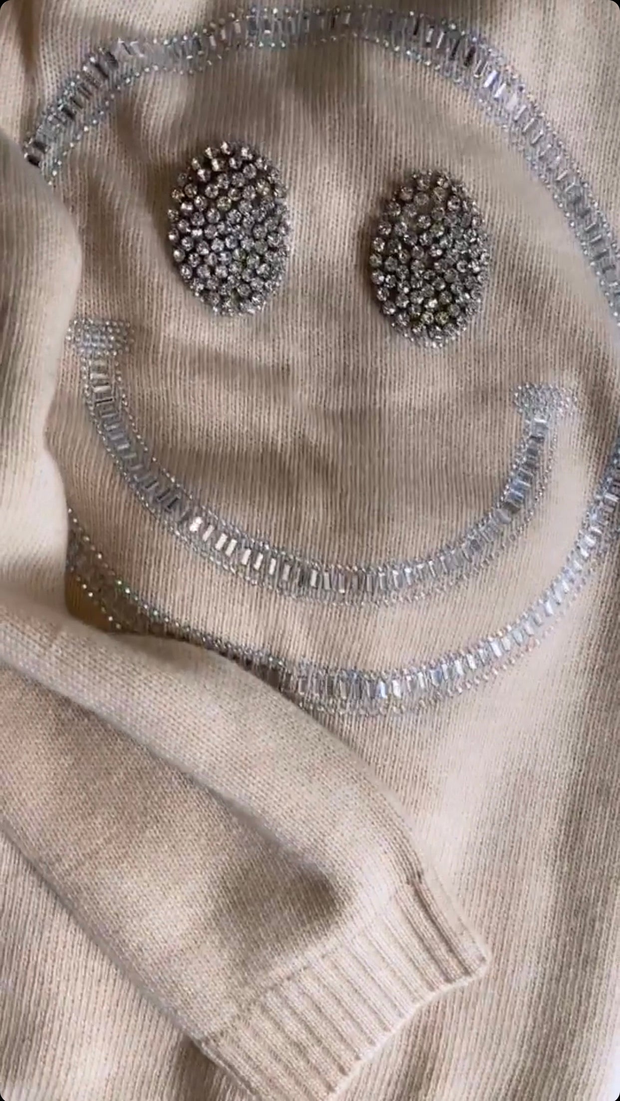 NEW IN Monaveen HAPPY Diamante Jumper CREAM