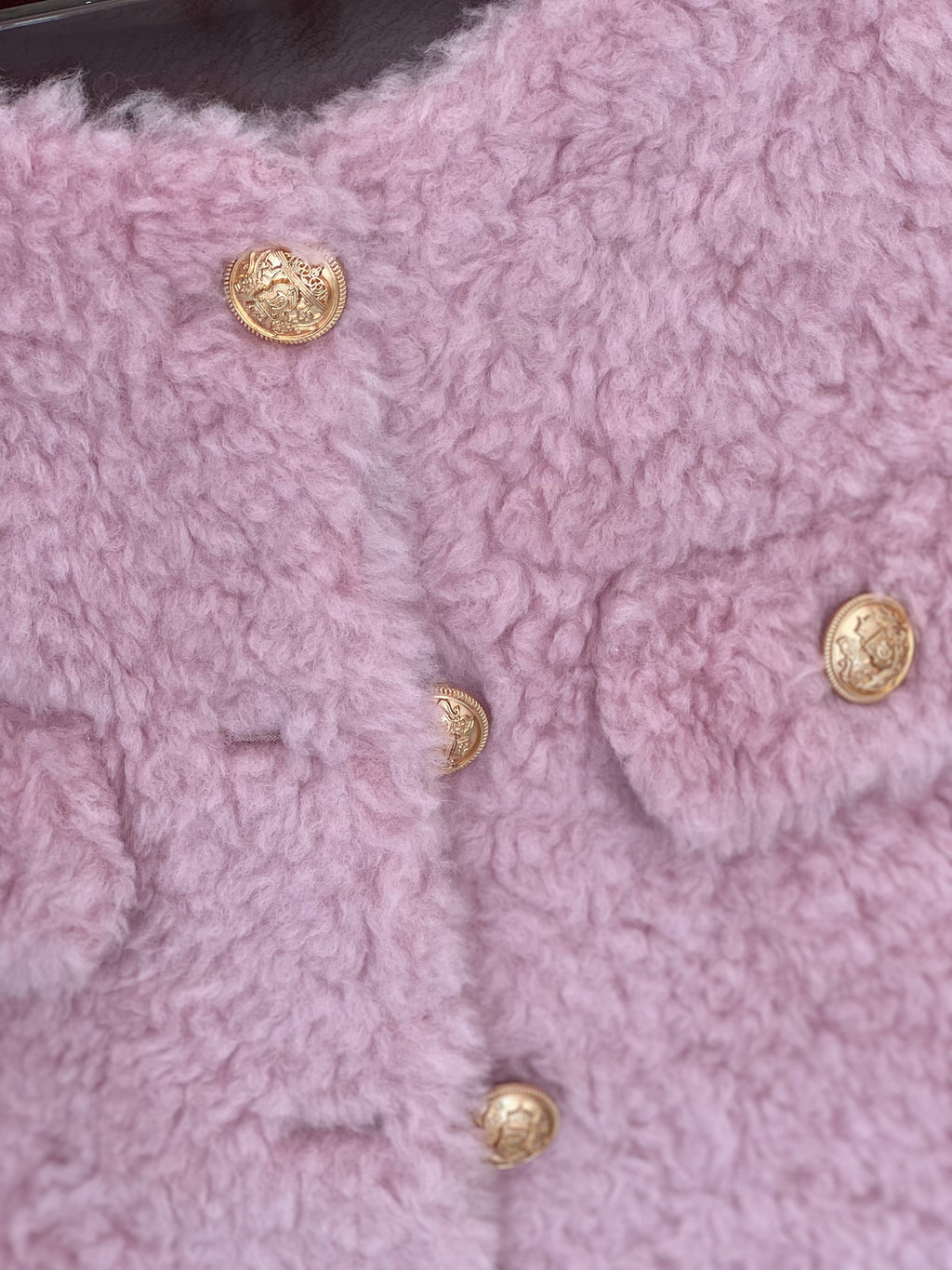 Goldie sheepskin teddy wool Jacket BLUSH PINK - SALE