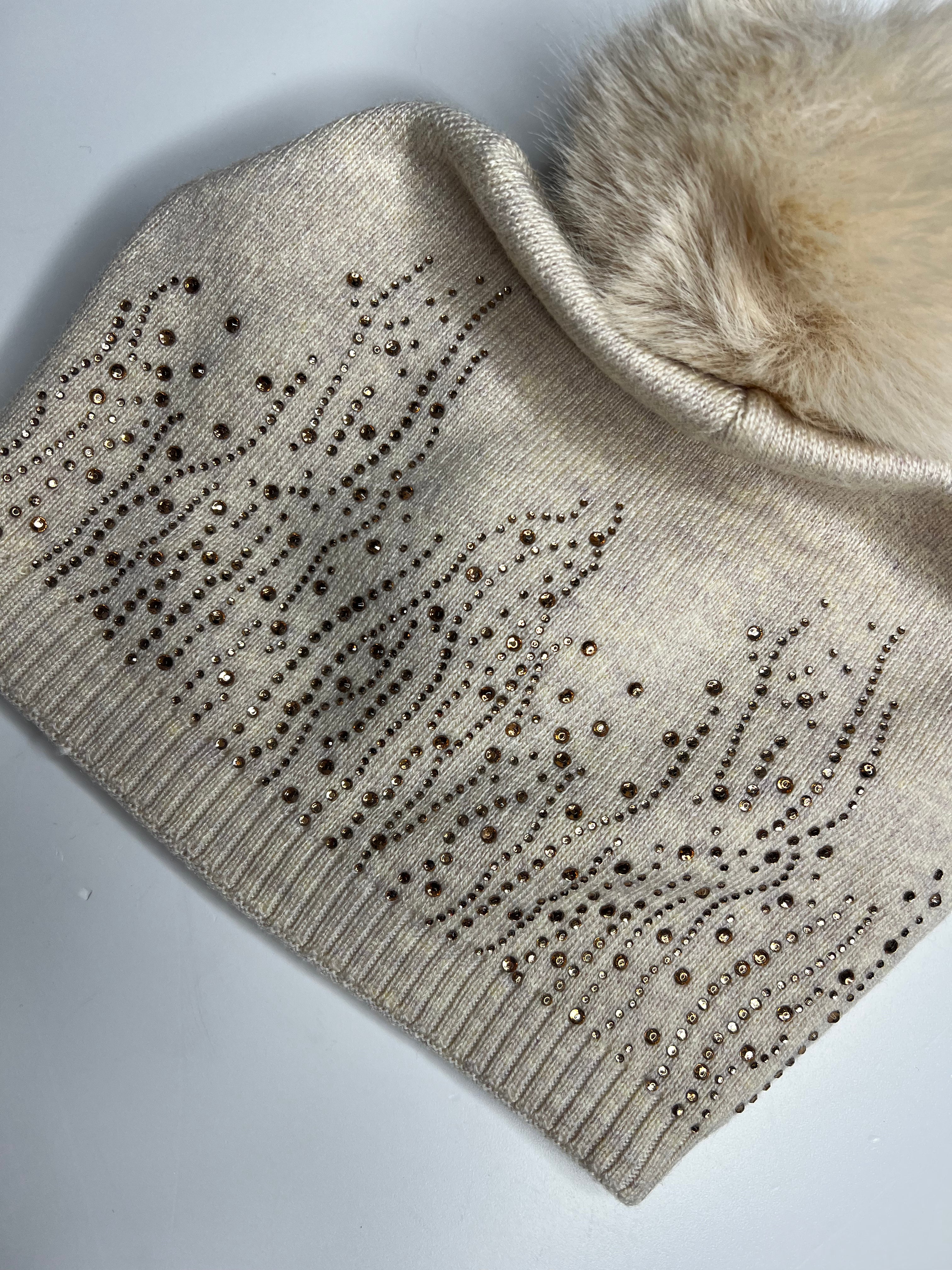 Luxury knitted sparkle pom pom hat