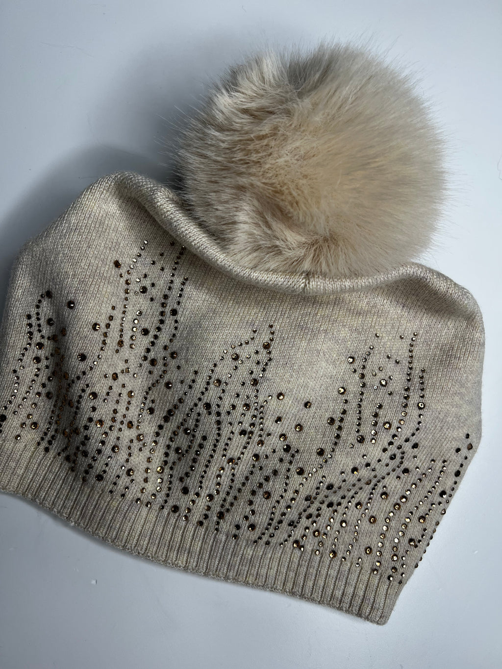 Luxury knitted sparkle pom pom hat SALE