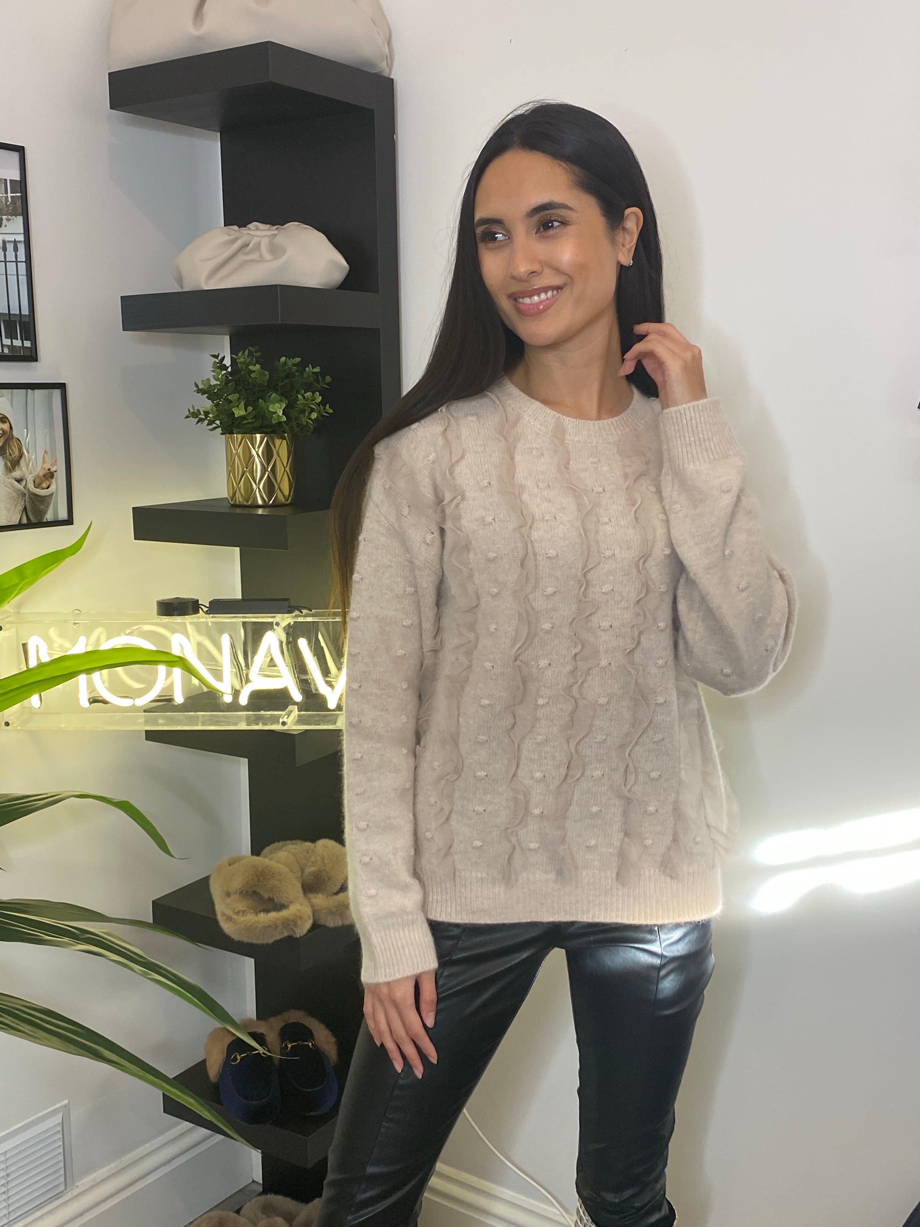 NEW IN Monaveen Frill Knitted Jumper OAT