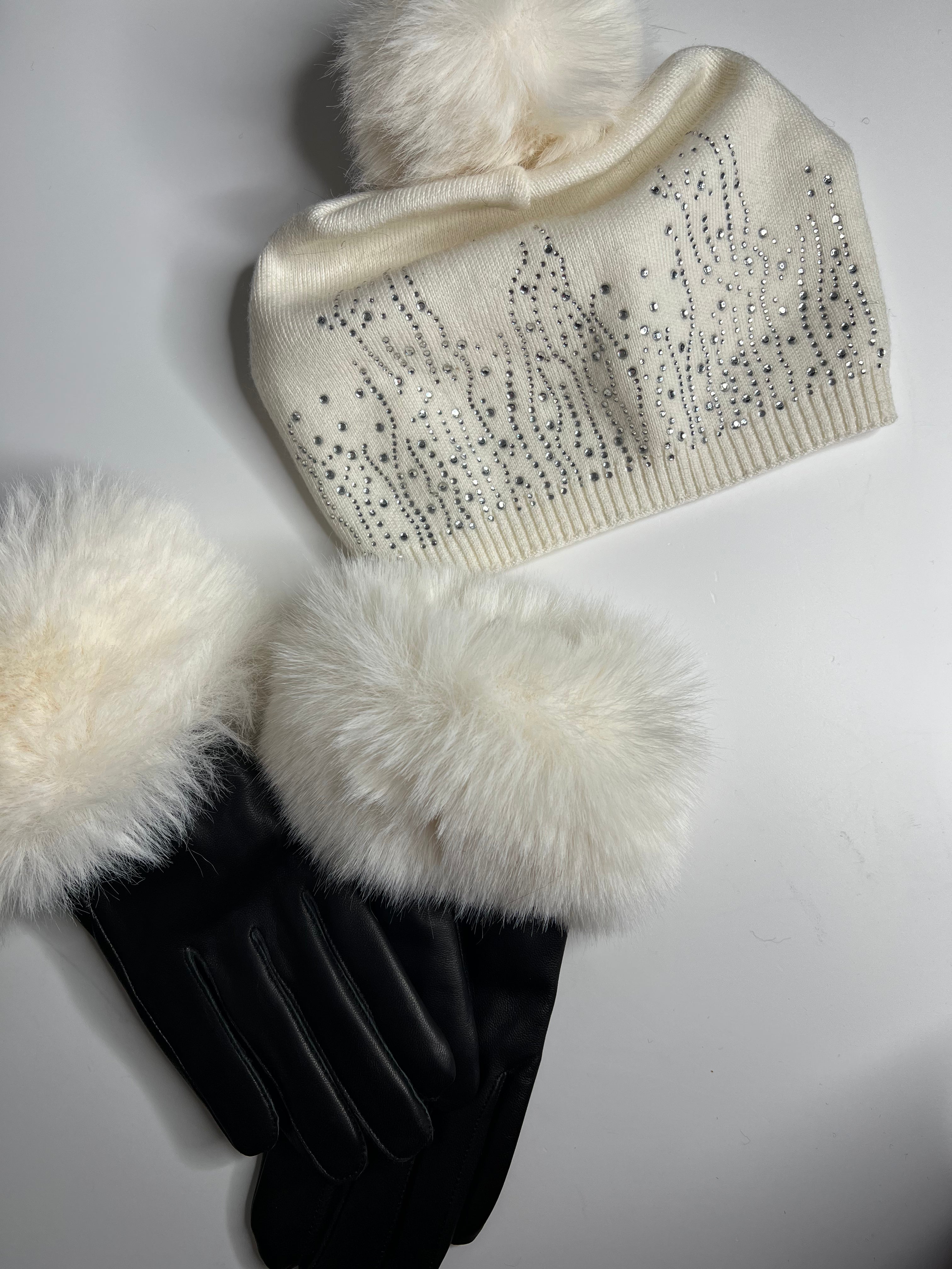 Luxury knitted sparkle pom pom hat SALE