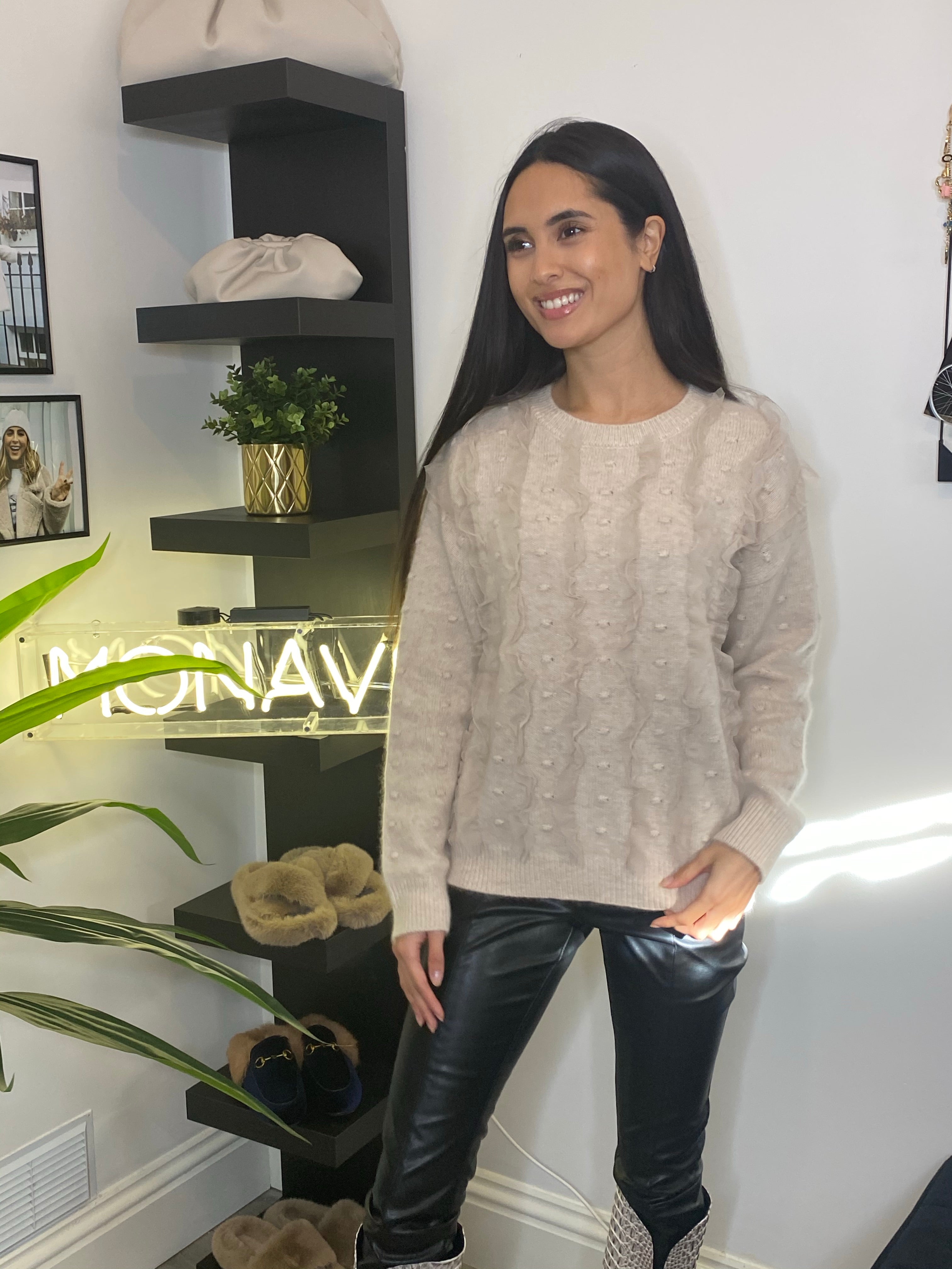 NEW IN Monaveen Frill Knitted Jumper OAT