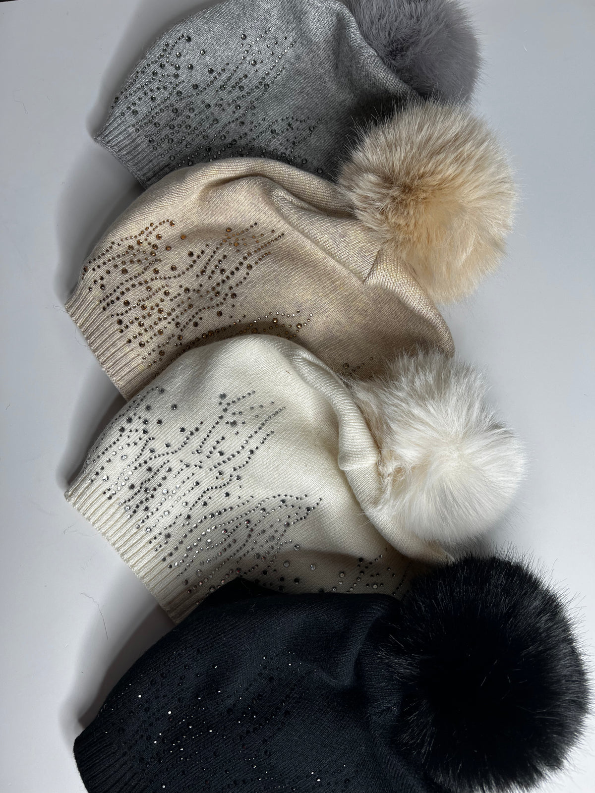 Luxury knitted sparkle pom pom hat SALE