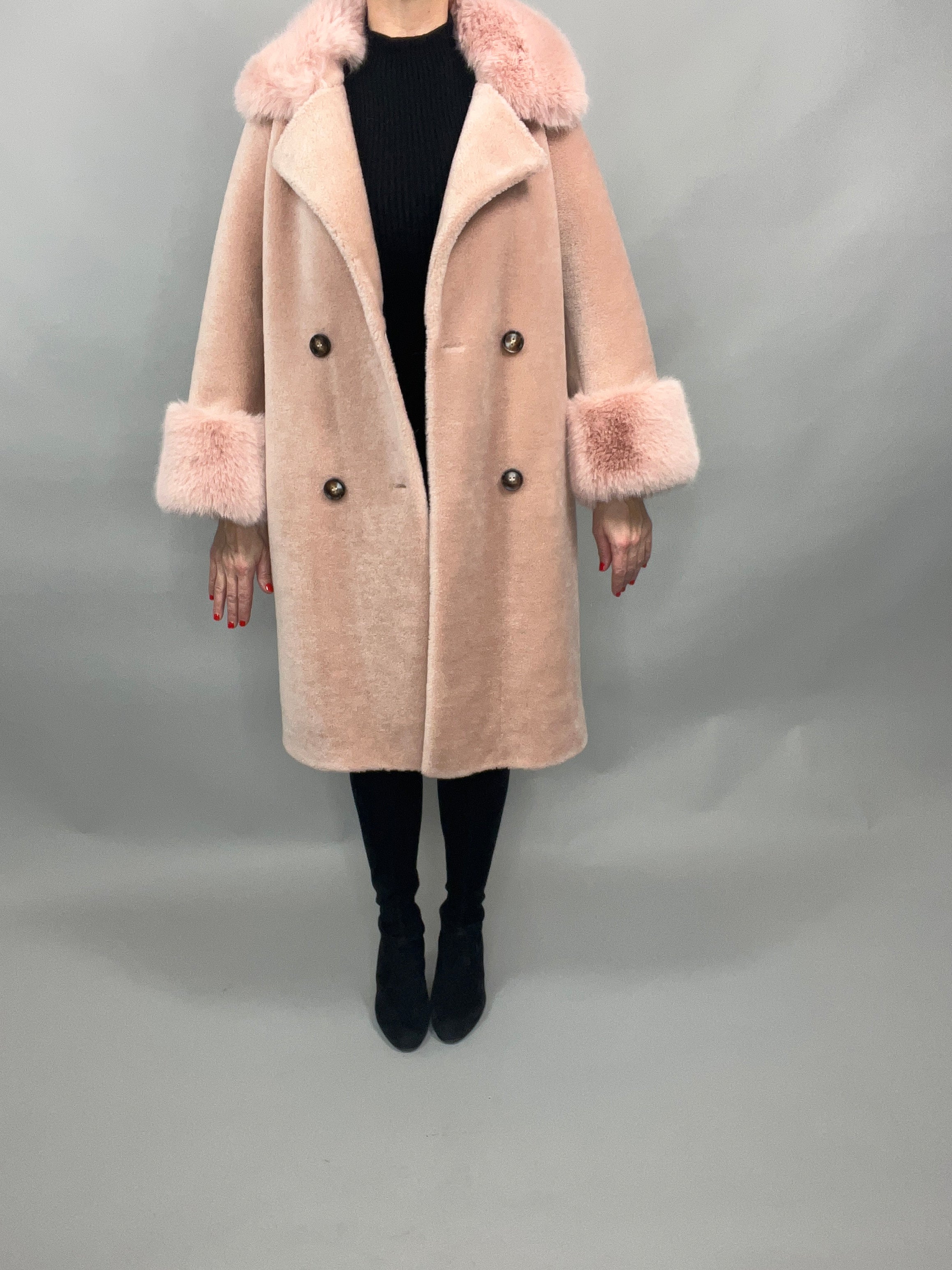 NEW IN Monaveen Teddy Grace Coat PALE PINK