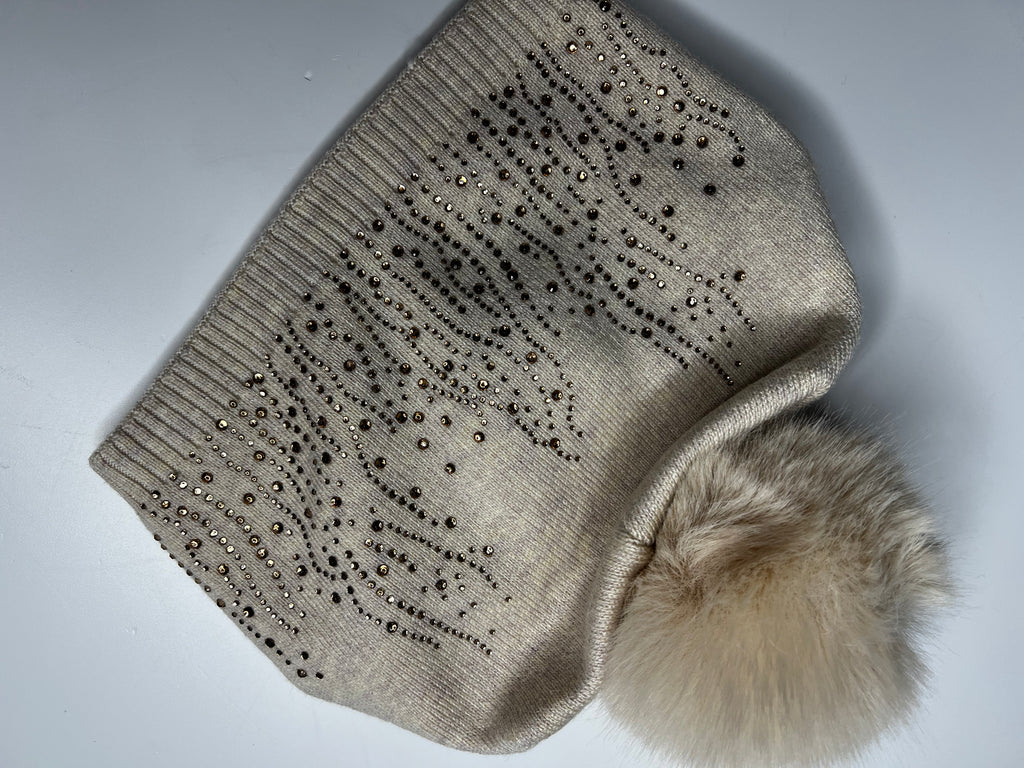 Luxury knitted sparkle pom pom hat SALE