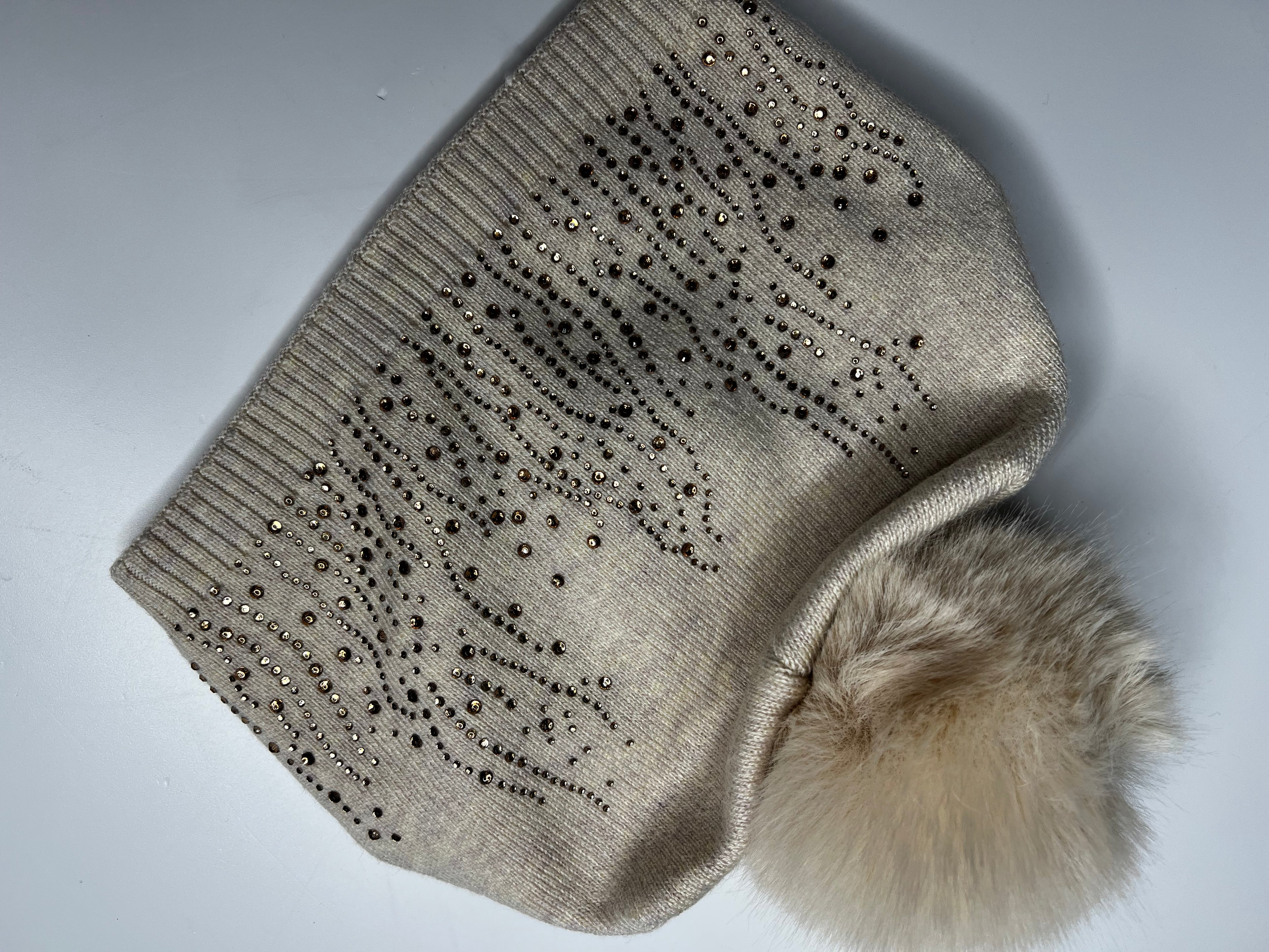Luxury knitted sparkle pom pom hat SALE