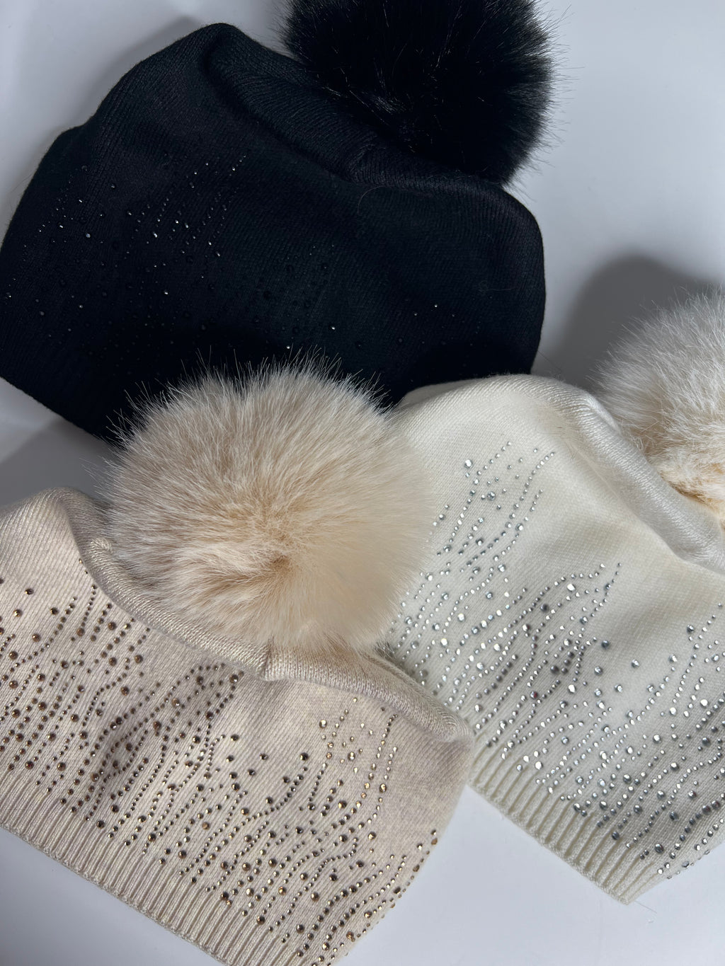 Luxury knitted sparkle pom pom hat SALE