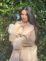 MONAVEEN Afton Leather Faux Fur Trench NUDE
