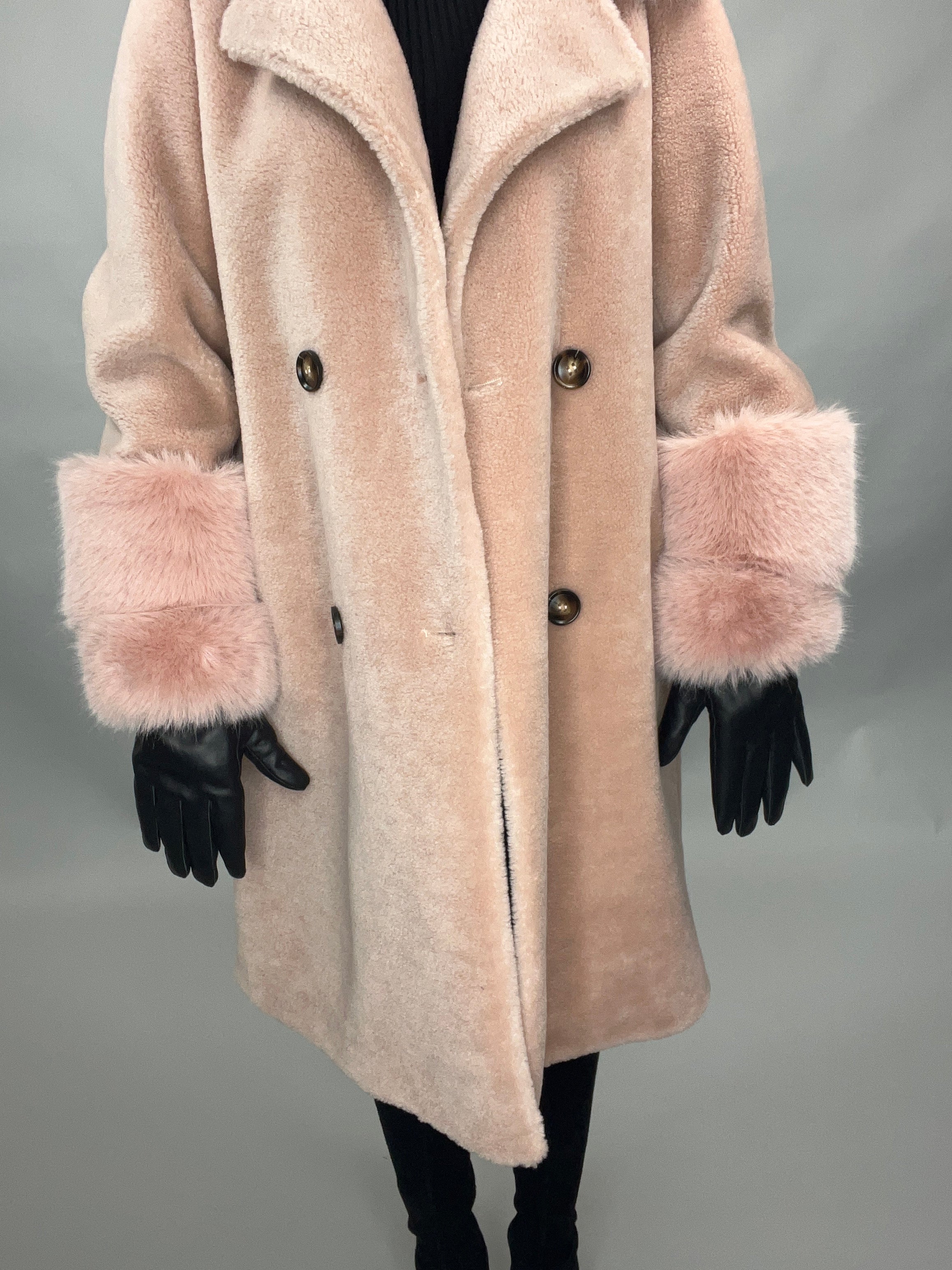 NEW IN Monaveen Teddy Grace Coat PALE PINK