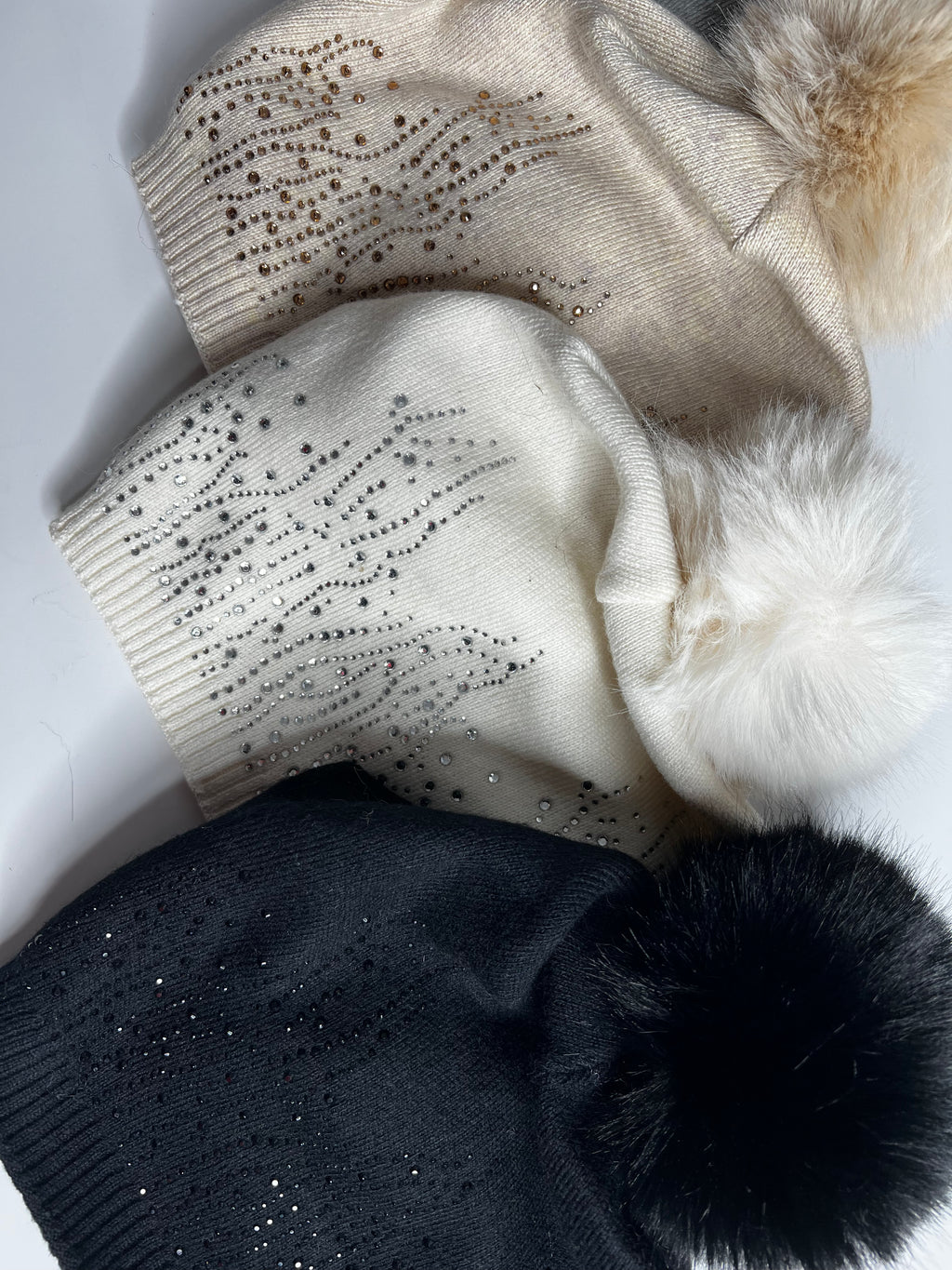 Luxury knitted sparkle pom pom hat SALE