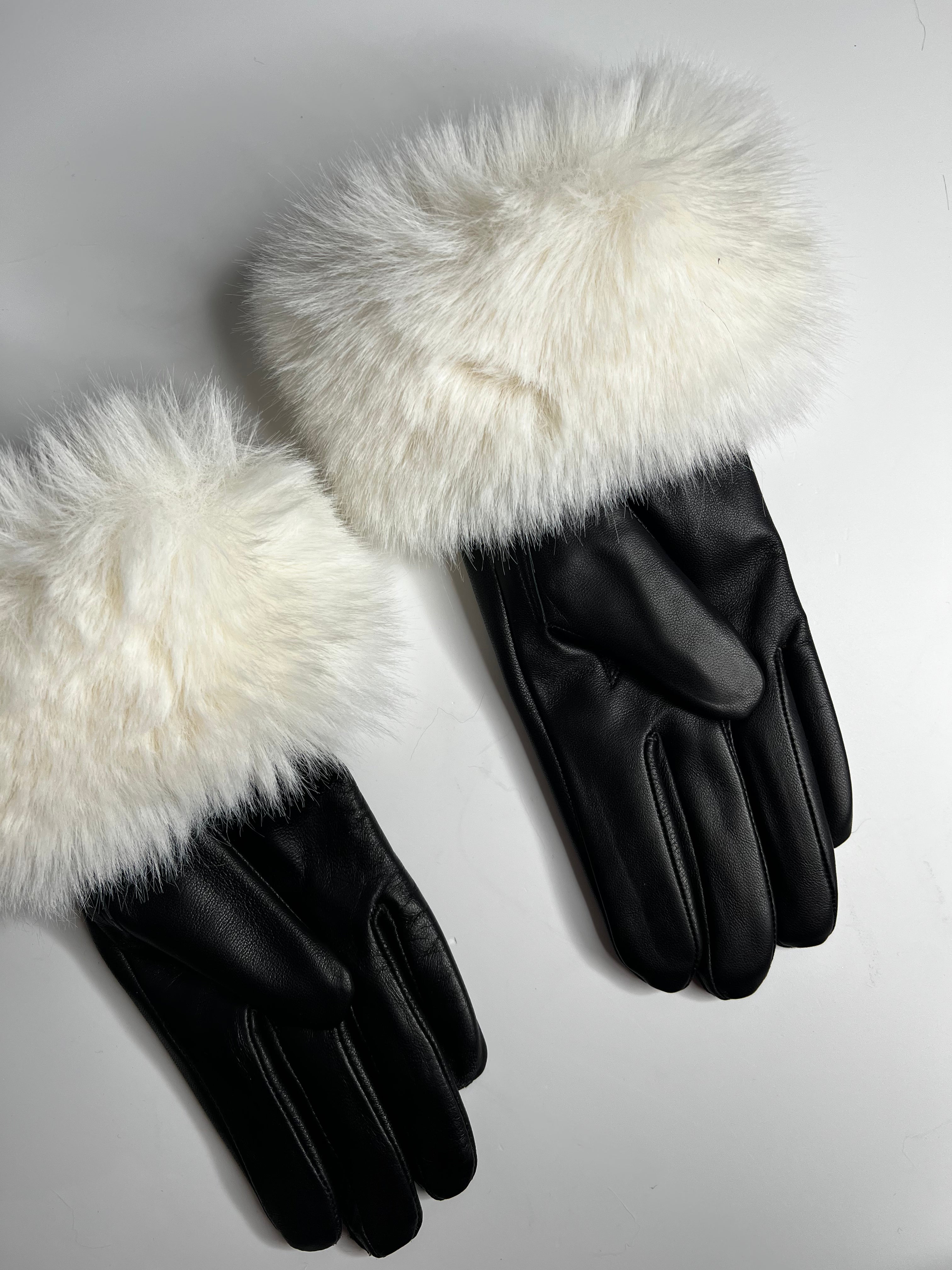 Luxury Leather Faux Fur Gloves - SALE