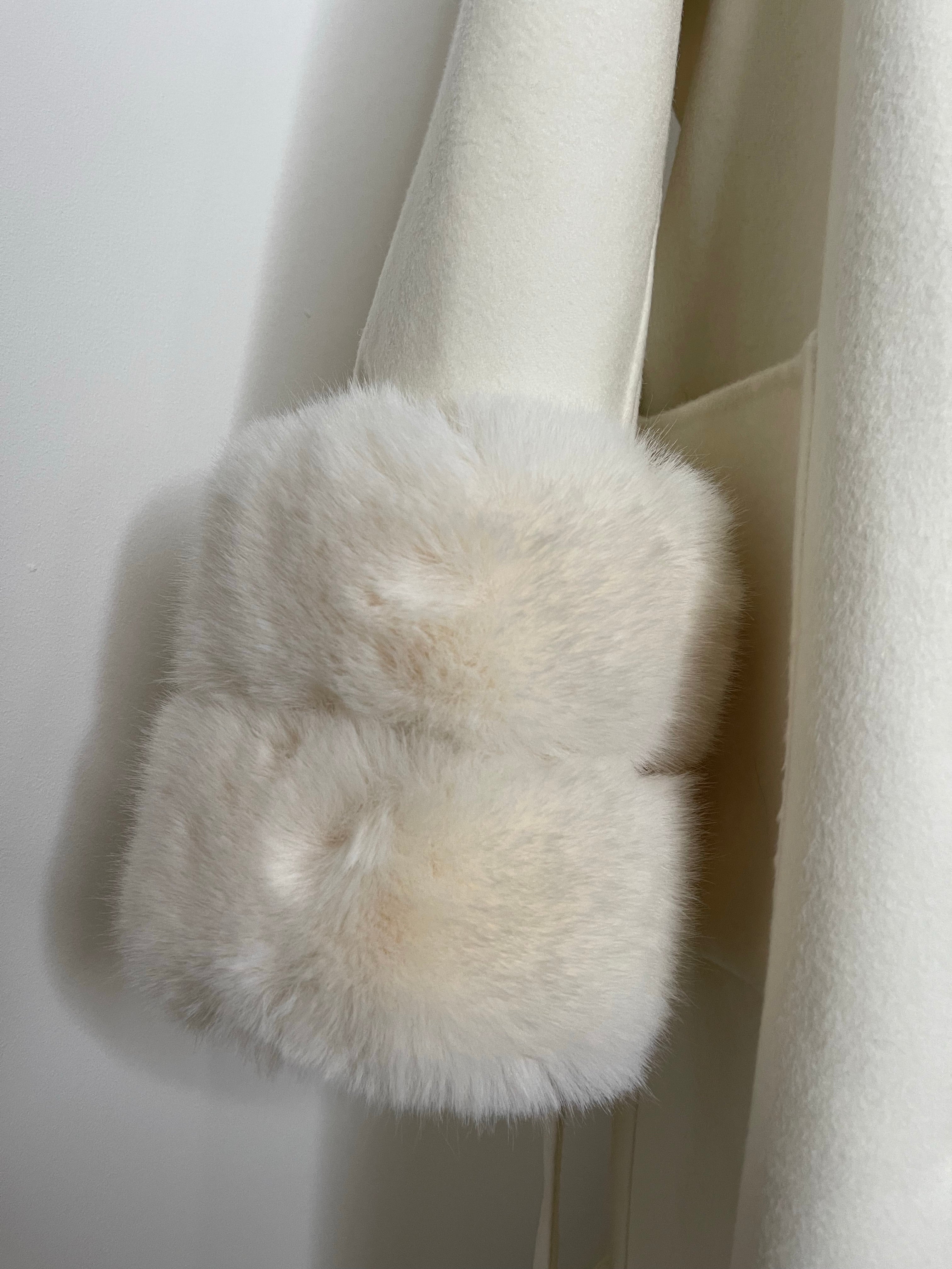 Scarlett Cashmere Coat WHITE/CREAM Faux Fur - SALE
