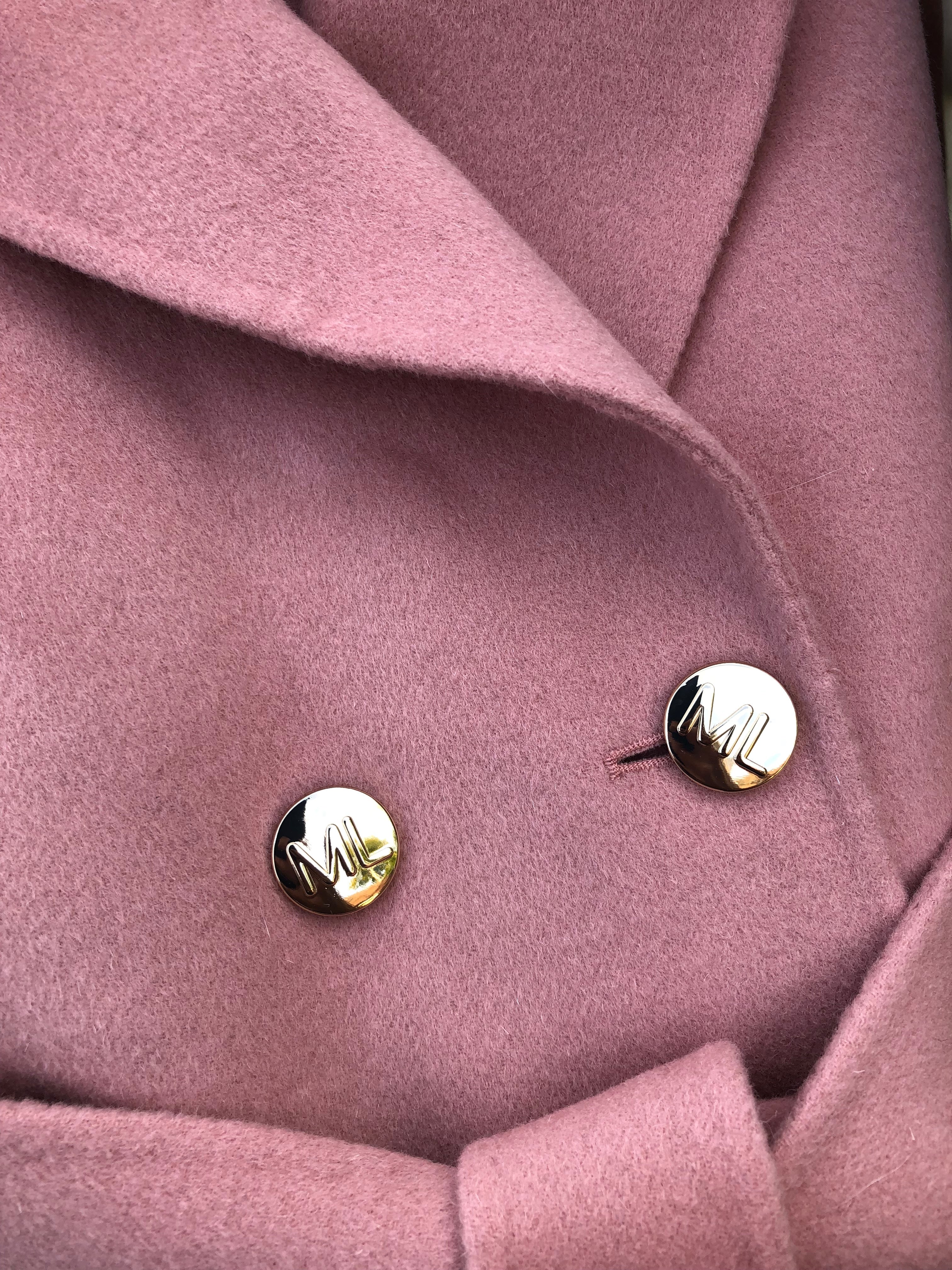 Monaveen Sophie Wool Cashmere Coat PINK FAUX FUR